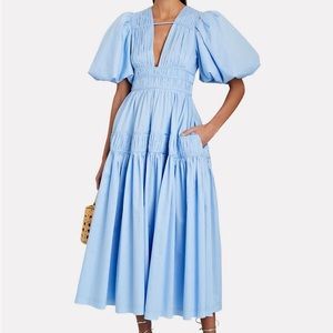 AJE blue Fallingwater Ruched Midi Dress 6